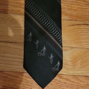 VINTAGE berger'e Men's Black Patterned Tie